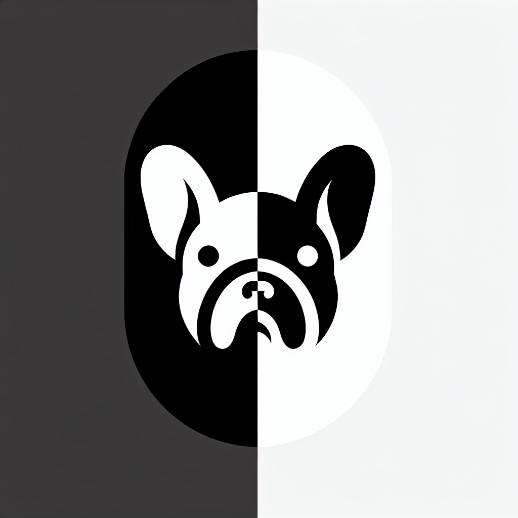 frenh buldog black and white logo